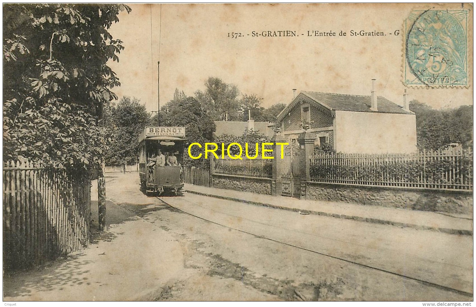 95 St Gratien, L'Entrée De St Gratien, Superbe Tramway Bernot....,carte Pas Très Courante Affranchie 1905 - Saint Gratien