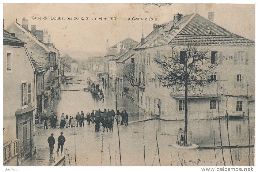 39 // FRAISANS  Crue Du Doubs 1910  La Grande Rue - Dampierre