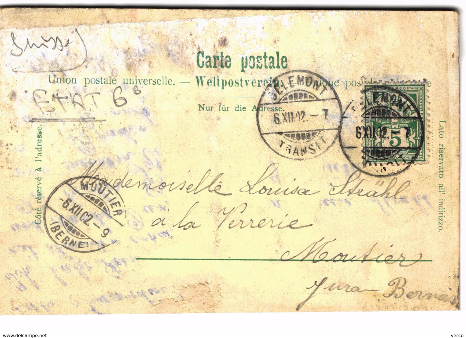 Carte Postale Ancienne De DELEMONT - Delémont