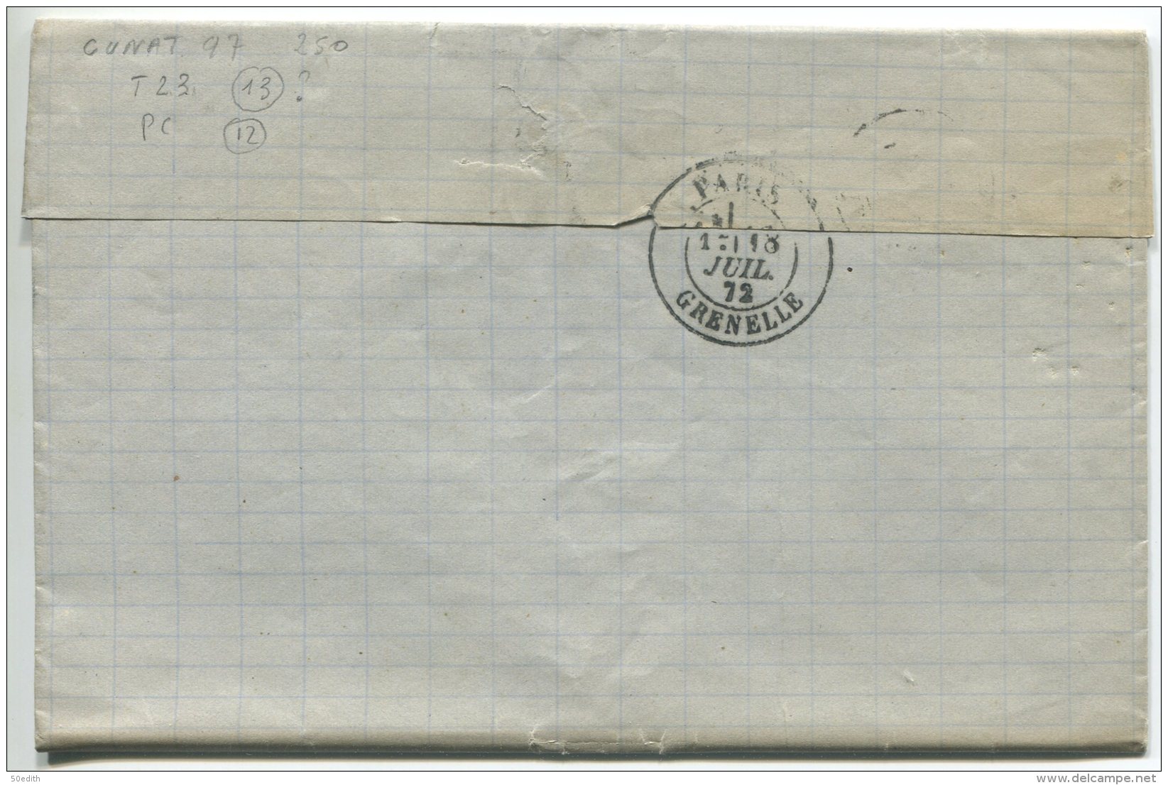 N°60 Bdf + GC 3140  / Lettre  De La Briche Près Rillé (indre Et Loire) Pour Paris - 1871-1875 Cérès