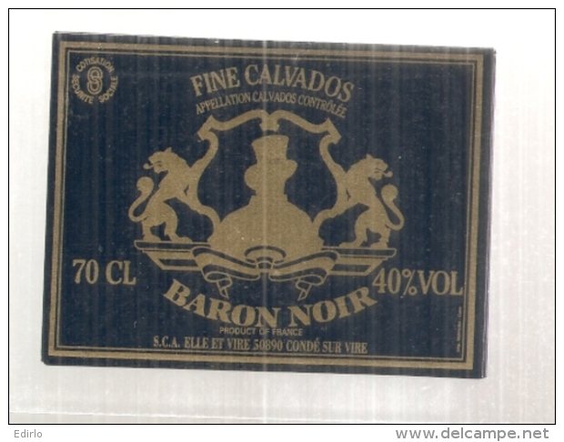 étiquette  - 1960/90* - Fine Calvados Baron Noir - - Autres & Non Classés