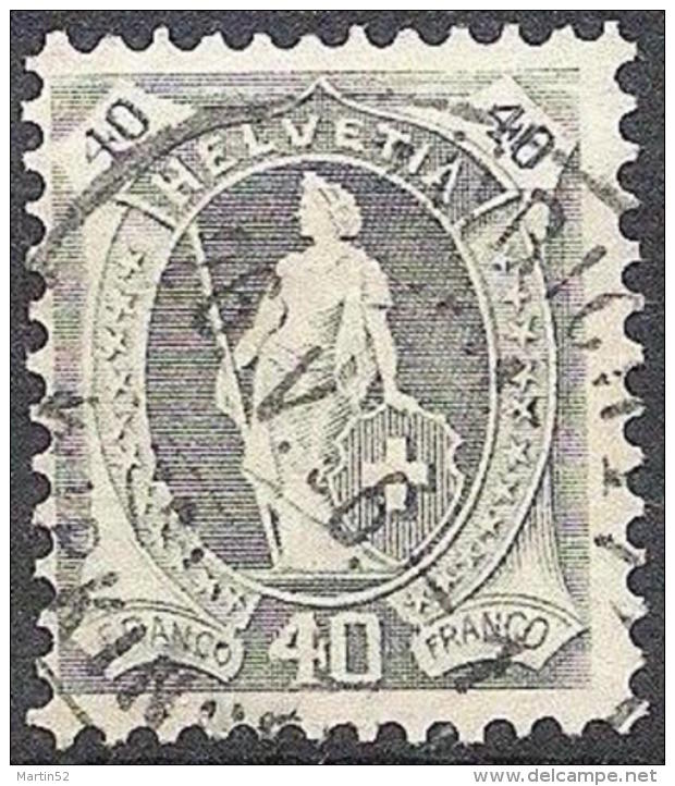 14 Vertikalzähne WZ I 1906: Zu 89B Mi 77A Yv 96 - 40c Grau Mit O ZÜRICH-WIPKINGEN 26.V.06 (Zu CHF 18.00) - Gebraucht