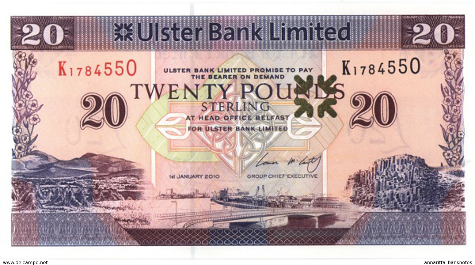 Northern Ireland (UBL) 20 Pounds 2010 UNC Cat No. P-342 / IEN938d - 20 Pounds