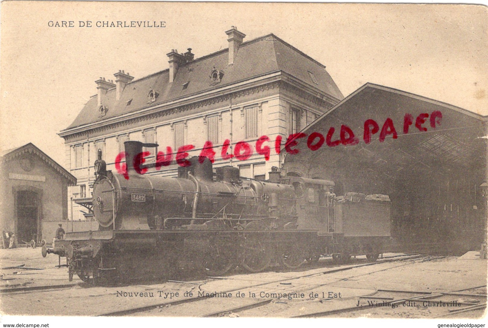 08 -  CHARLEVILLE - LA GARE  GROS PLAN LOCOMOTIVE - NOUVEAU TYPE DE MACHINE DE LA COMPAGNIE DE L' EST - RARE CARTE PRECU - Charleville