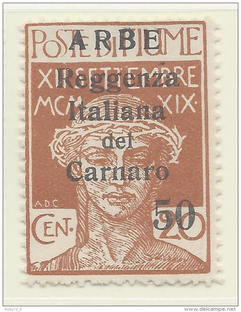 Arbe - 1920 - Nuovo/new MH - Sovrastampati 'Reggenza Italiana Del Carnaro' - Sass. N. 9 - Arbe & Veglia