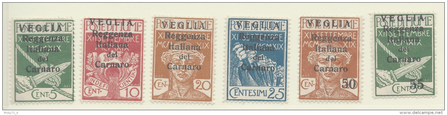 Veglia - 1920 - Nuovo/new MH - Sovrastampati 'Reggenza Italiana Del Carnaro' - Sass. N. 5/10 - Arbe & Veglia