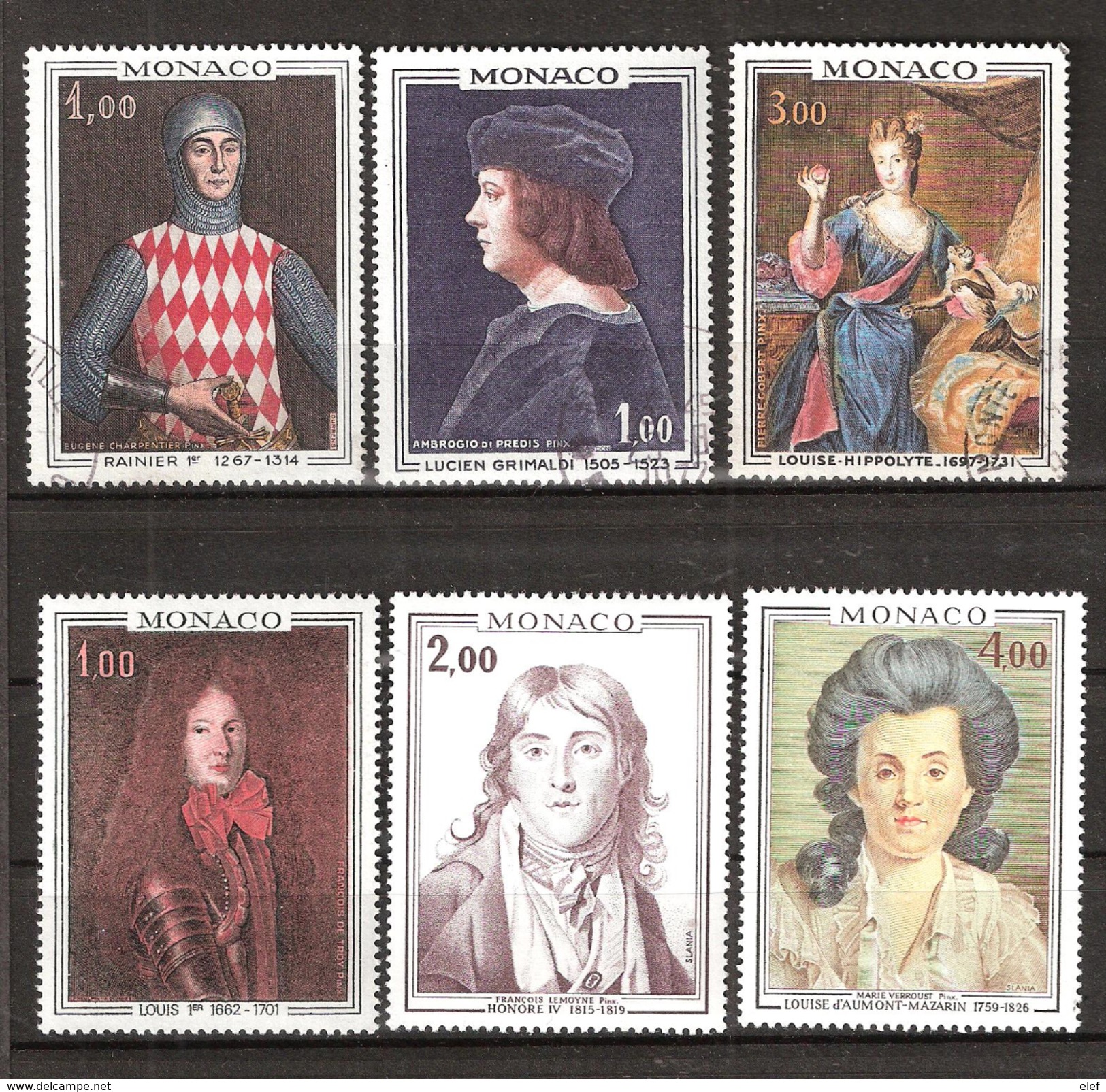 MONACO  Peinture, 1967 - 1976, 6 Timbres Neufs ** / MNH / Obl ,Yvert N° 734 / 735,798, 845,1065 / 1066 ,TB Cote 12 Euros - Lots & Serien