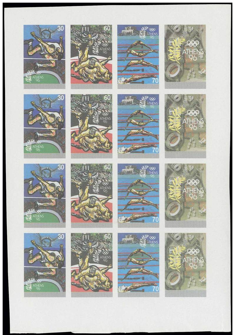 ** 1989 Greece Homeland Of The Olympic Games In Imperforate Sheetlet(16) With The Black Colour Ommited, U/m.(Hellas... - Other & Unclassified