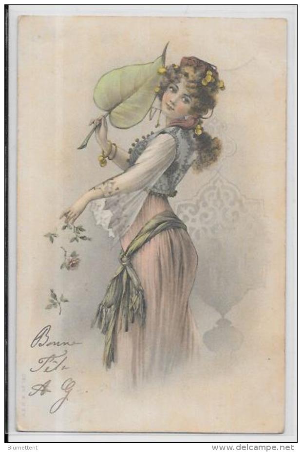 CPA Art Nouveau Femme Girl Woman Circulé - Femmes