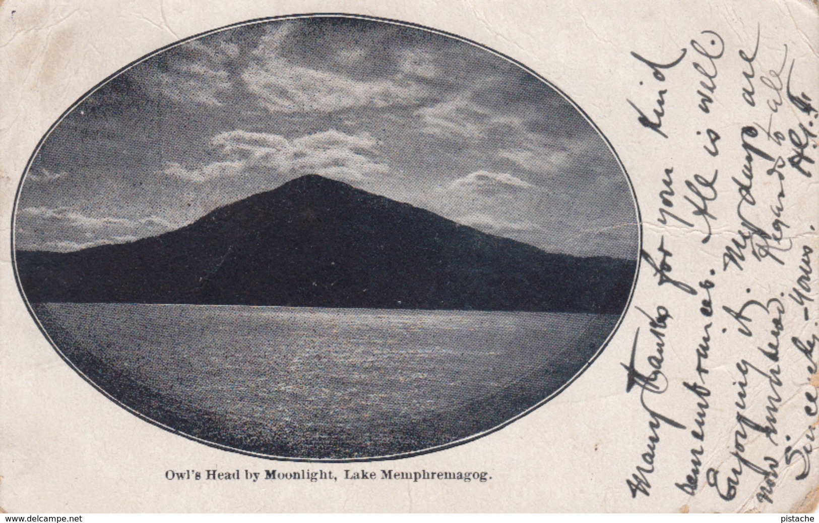 Old Vintage 1903-1905 - Owl's Head By Moonlight - Lake Memphremagog Québec - Written - Undivided Back - 2 Scans - Other & Unclassified