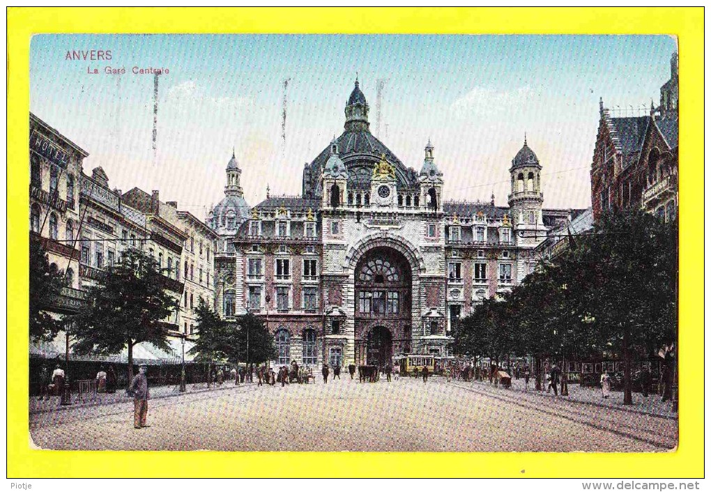 * Antwerpen - Anvers - Antwerp * (Ed J.H. Verhoeven) Le Gare Centrale, Bahnhof, Railway Station, Tram Vicinal, Animée - Antwerpen