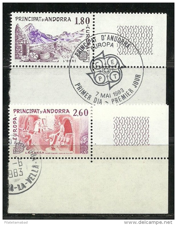 ANDORRA CORREO FRANCES EUROPA 1983 Nº 314/315 SELLOS MATASELLADOS (C.H. C.12.16) - Blokken & Velletjes