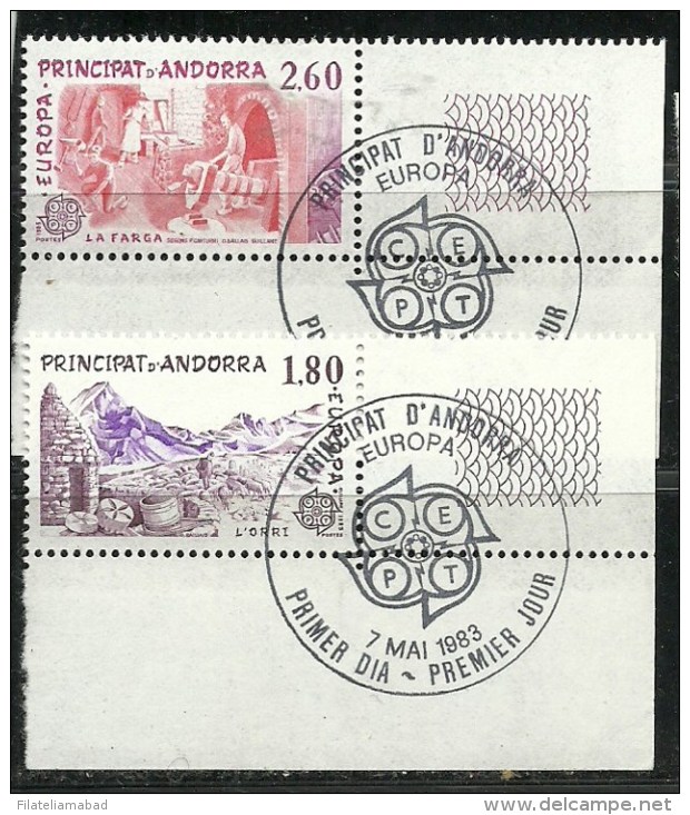 ANDORRA CORREO FRANCES EUROPA 1983 Nº 314/315 SELLOS MATASELLADOS (C.H. C.12.16) - Blocks & Sheetlets