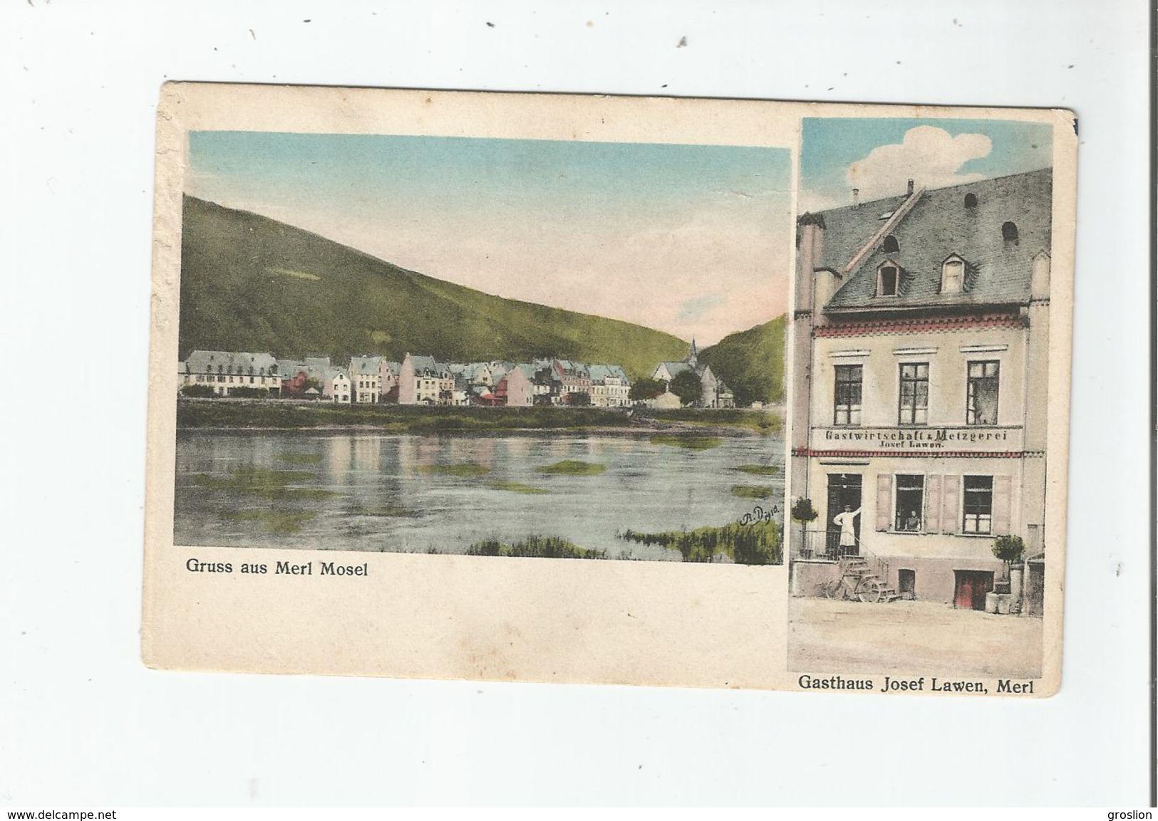 GRUSS AUS MERL MOSEL 45  GASTHAUS JOSEF LAWEN ,MERL 1919 - Zell