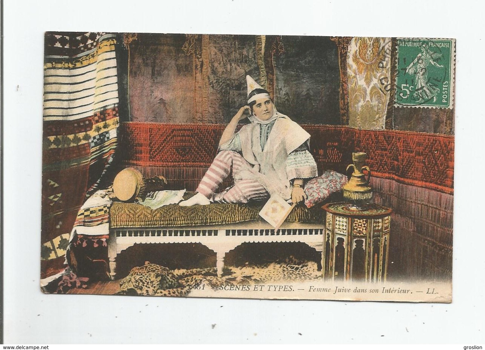 SCENES ET TYPES 6451 FEMME JUIVE DANS SON INTERIEUR 1911 (ALGERIE) - Judaisme