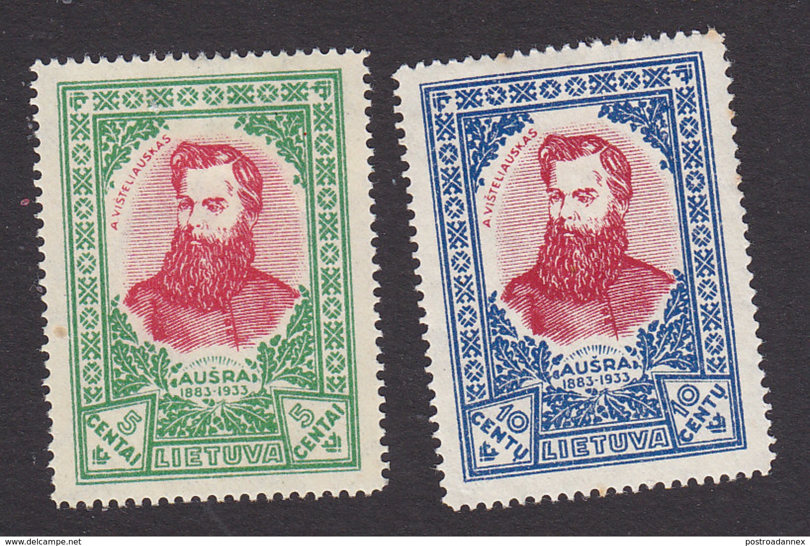 Lithuania, Scott #272-273, Mint Hinged, A. Visteliauskas, Issued 1933 - Lithuania