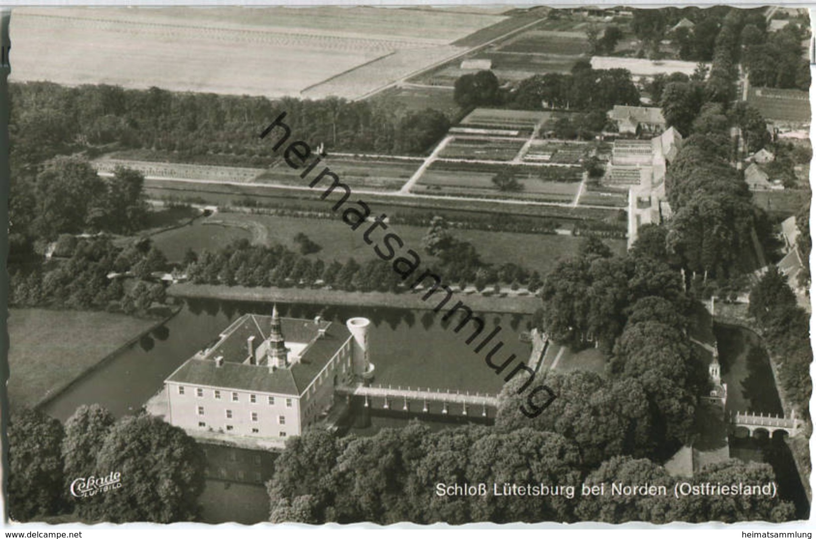 Schloss Lütjesburg - Luftaufnahme - Foto-Ansichtskarte - Verlag Cramers Kunstanstalt Dortmund - Norden