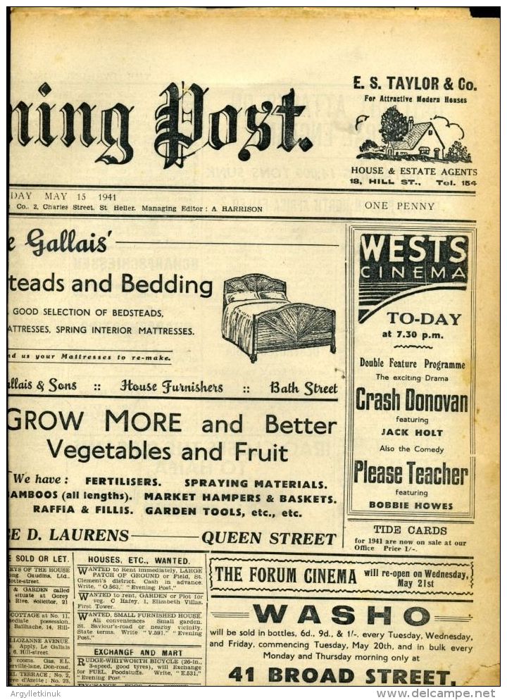 JERSEY WW2 NEWSPAPER JERSEY POST 1941 - Zonder Classificatie