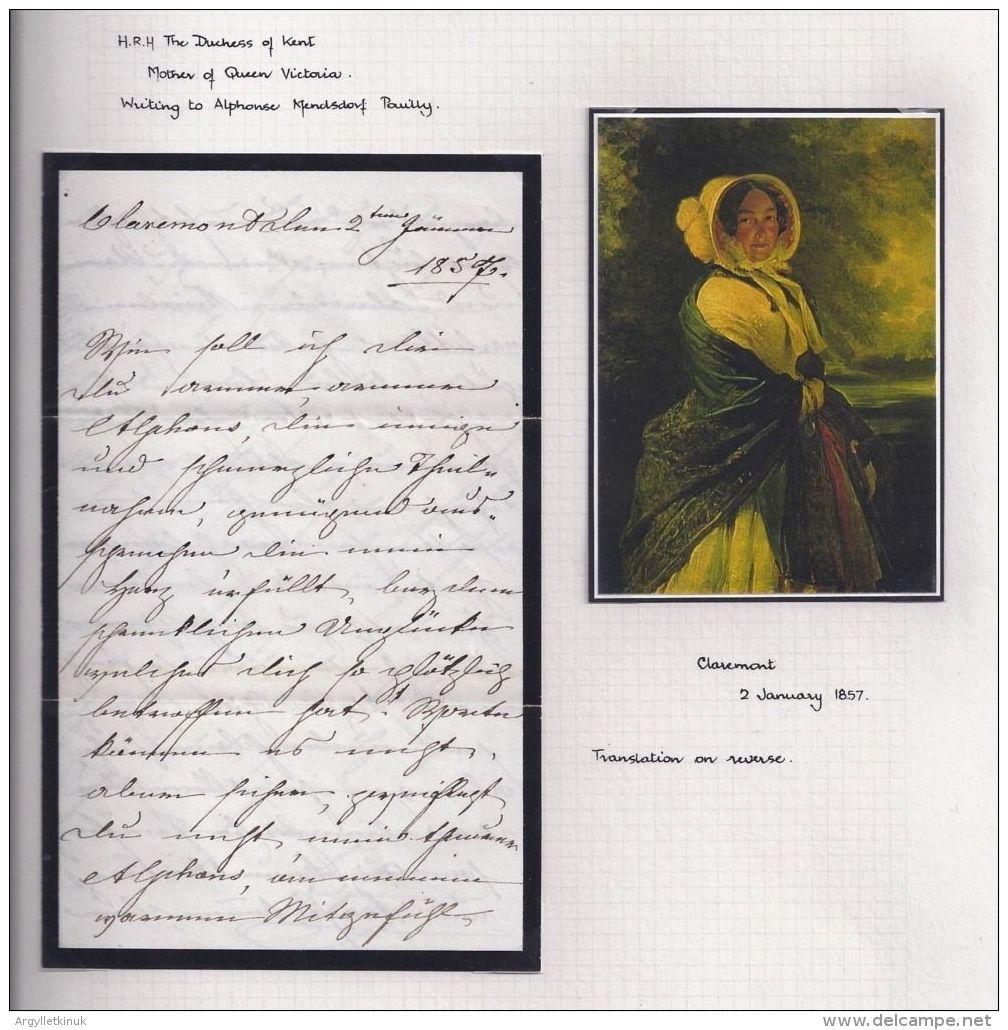 DUCHESS OF KENT QUEEN VICTORIA MENDORF POUILLY CLAREMONT 1857 LETTER - Historical Documents