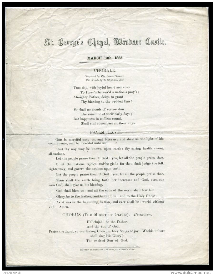 ST GEORGE'S CHAPEL WINDSOR CASTLE CHORALE PRINCE OF WALES KING EDWARD VII - Scores & Partitions