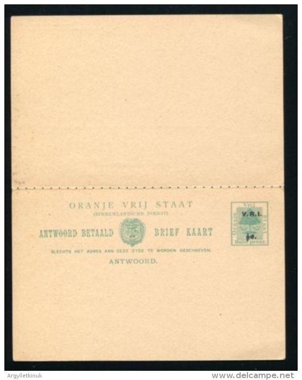 ORANGE FREE STATE STATIONERY BROKEN NUMBER - Stato Libero Dell'Orange (1868-1909)