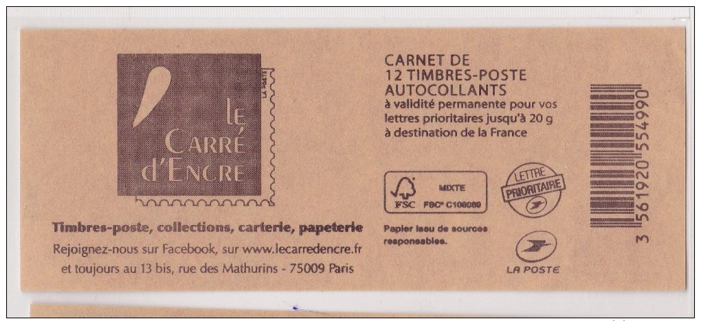 FRANCE 2014  CARNET CARRE D ENCRE - Altri & Non Classificati