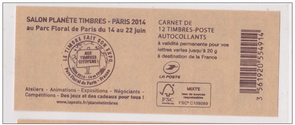 FRANCE 2014  CARNET SERIE PLANETE - Altri & Non Classificati