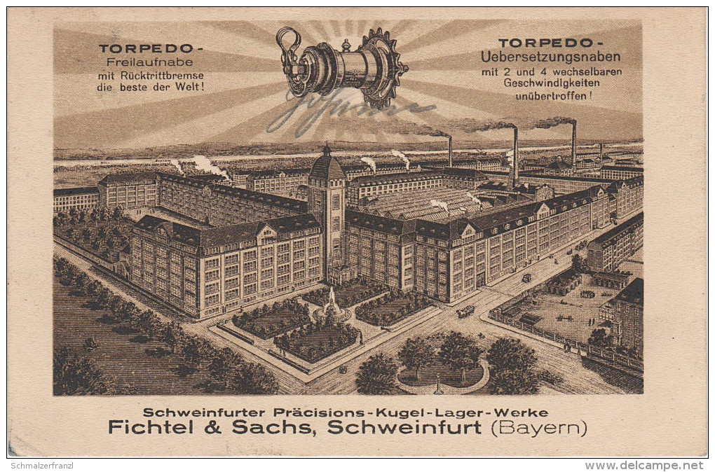 Litho AK Schweinfurt Schweinfurter Präcisions Kugel Lager Werke Fichtel Sachs Torpedo Kugellager Fabrik Waffenfabrik - Schweinfurt