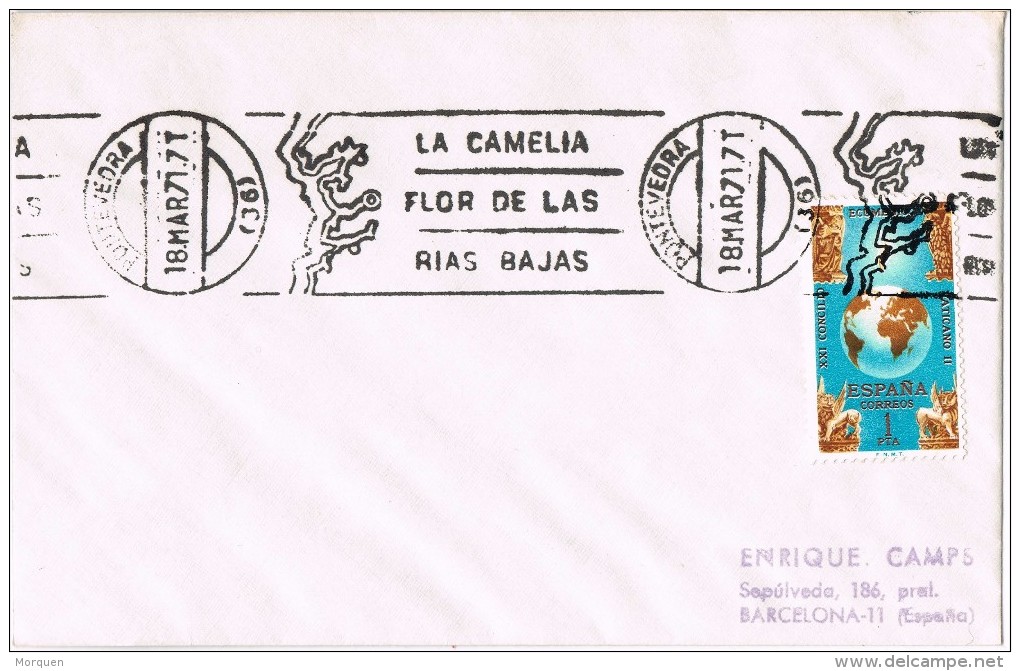 20432. Carta PONTEVEDRA 1971. Rodillo Especial La CAMELIA FLOR De La Ria Bajas - Cartas & Documentos