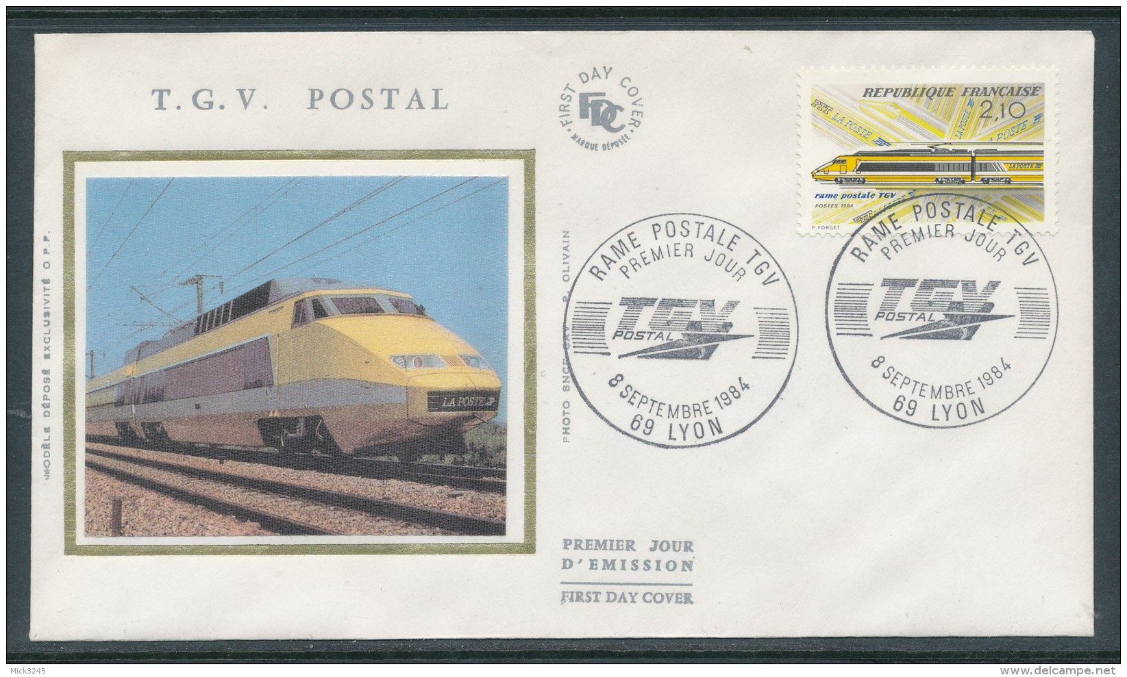 1984 Env 1er Jour Train TGV Postal - Lyon - 1980-1989