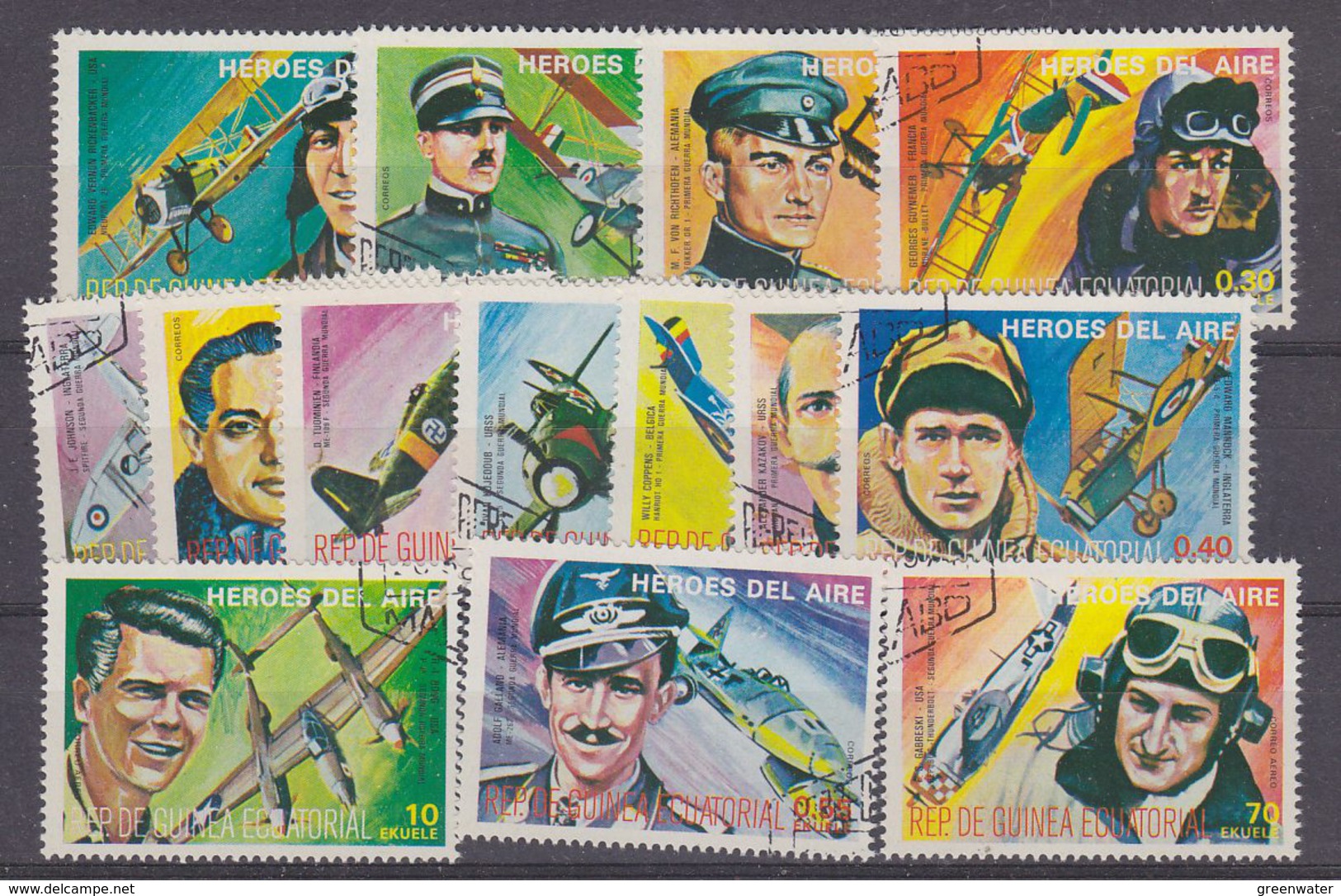 Guinea Ecuatorial Heroes Del Aire 14v Used (33937) - Equatoriaal Guinea