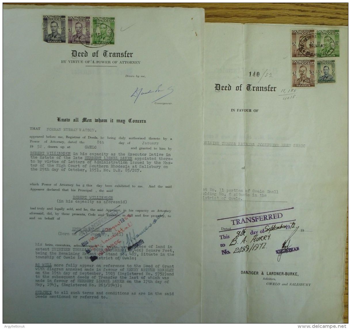 SOUTHERN RHODESIA REVENUES GEORGE SIXTH 1946/52 - Other & Unclassified