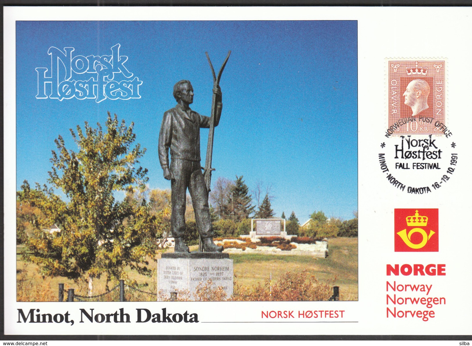 Norway 1991 / Norsk Hostfest / Minot, North Dakota / Skiing, Monument - Skisport