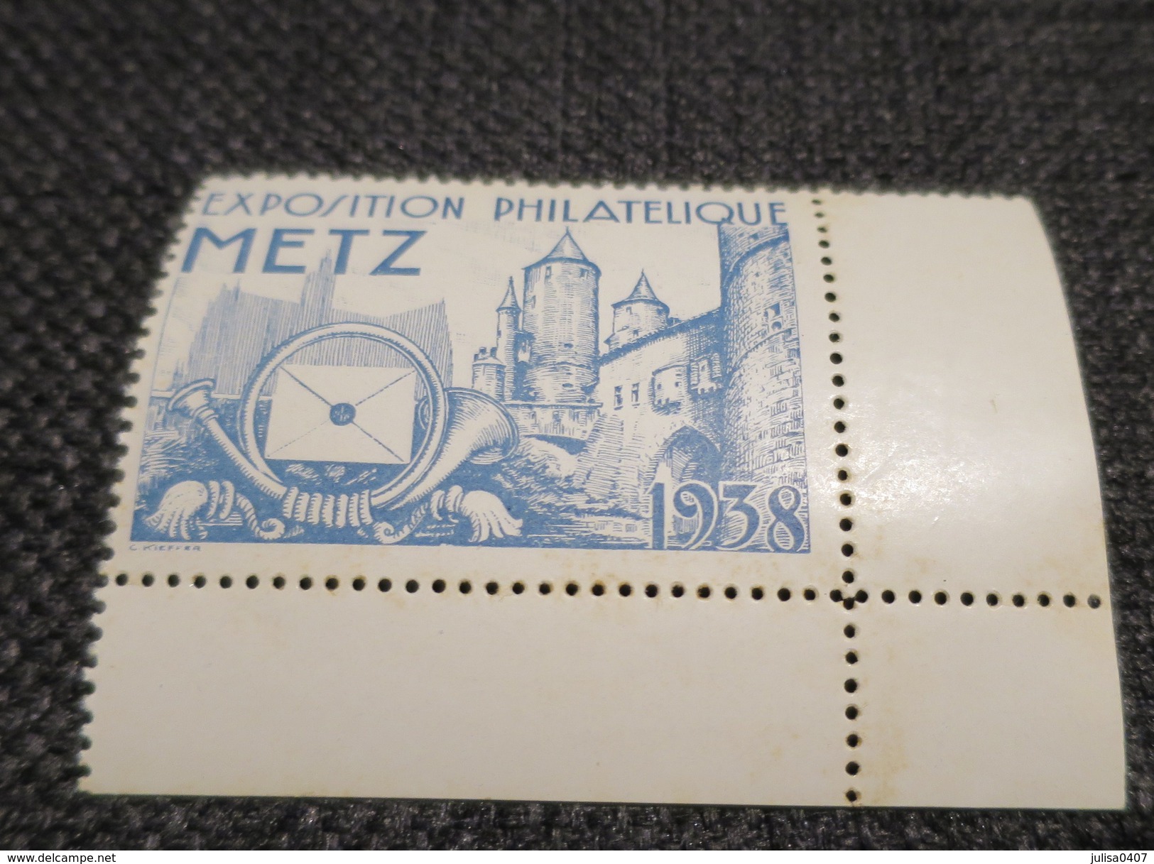 EXPOSITION PHILATELIQUE DE METZ 1938 Vignette Bleu - Briefmarkenmessen