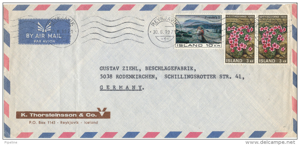 Iceland Air Mail Cover Sent To Germany Reykjavik 30-6-1971 - Luchtpost