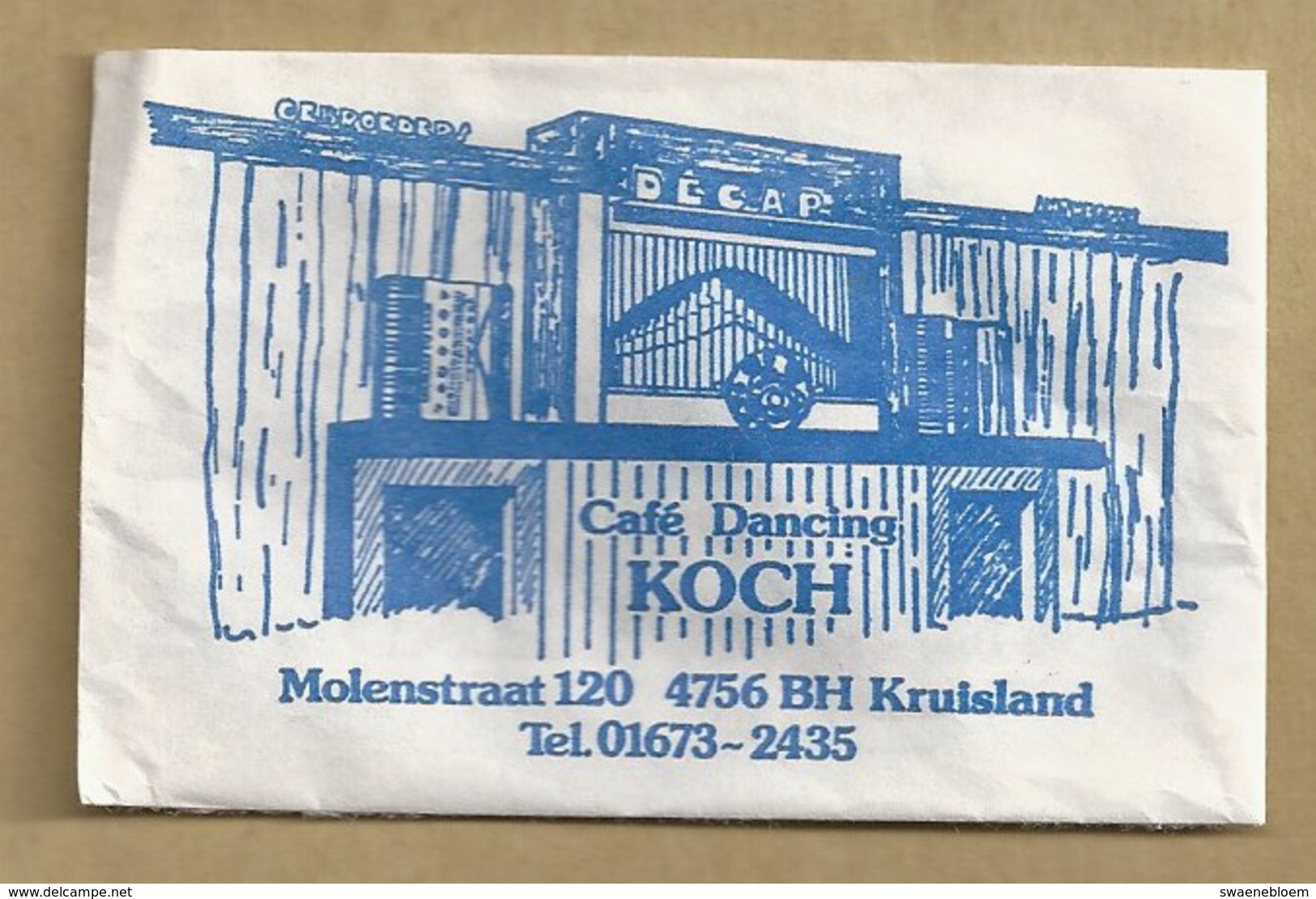 Suikerzakje.- KRUISLAND. CAFÉ DANCING - KOCH -. Molenstraat 120.  Sugar. Sucre. 2 Scans - Zucchero (bustine)