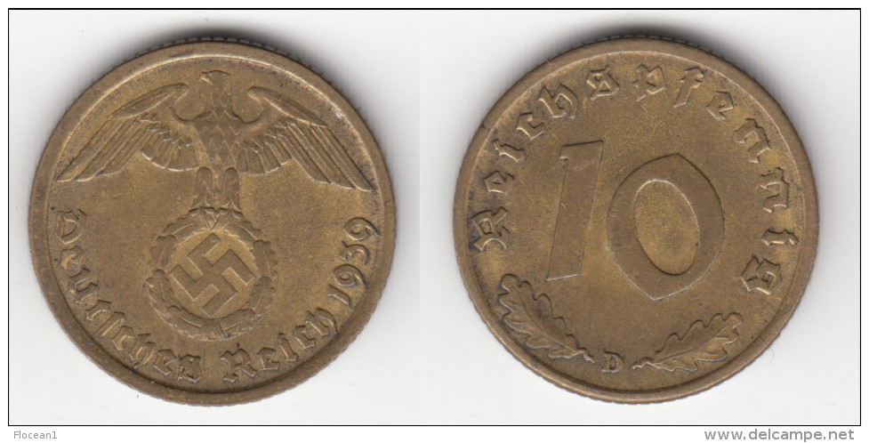 **** ALLEMAGNE - GERMANY - 10 REICHSPFENNIG 1939 D - 3ème REICH - THIRD REICH **** EN ACHAT IMMEDIAT - 10 Reichspfennig