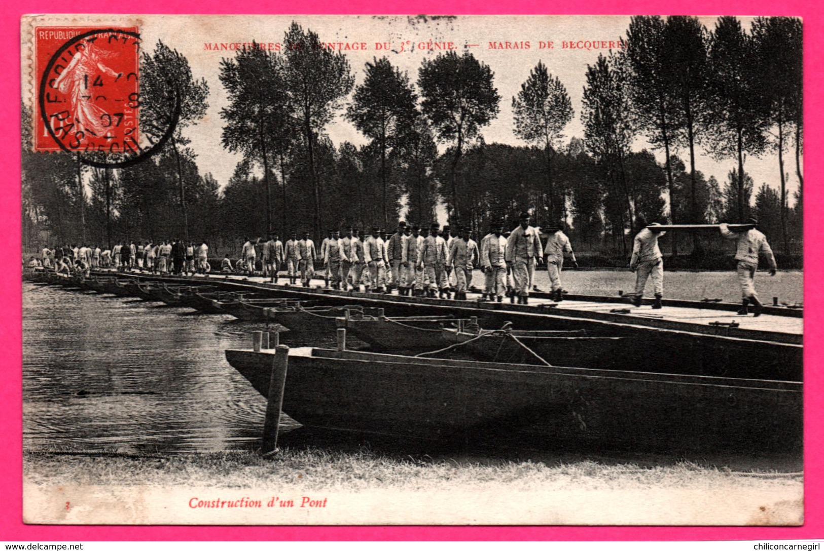 Marais De Becquerel - Man&oelig;uvres De Pontage Du 3e Génie - Construction D'un Pont - Animée - Militaires - 1907 - Altri & Non Classificati