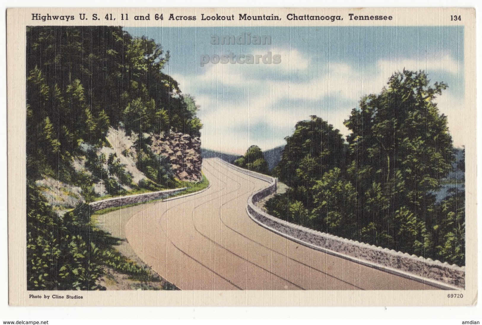 USA, HIGHWAYS US 41, 11 AND 64 ACROSS LOOKOUT MOUNTAIN CHATTANOOGA TN, C1940s-1950s Unused Vintage Tennessee Postcard - Chattanooga