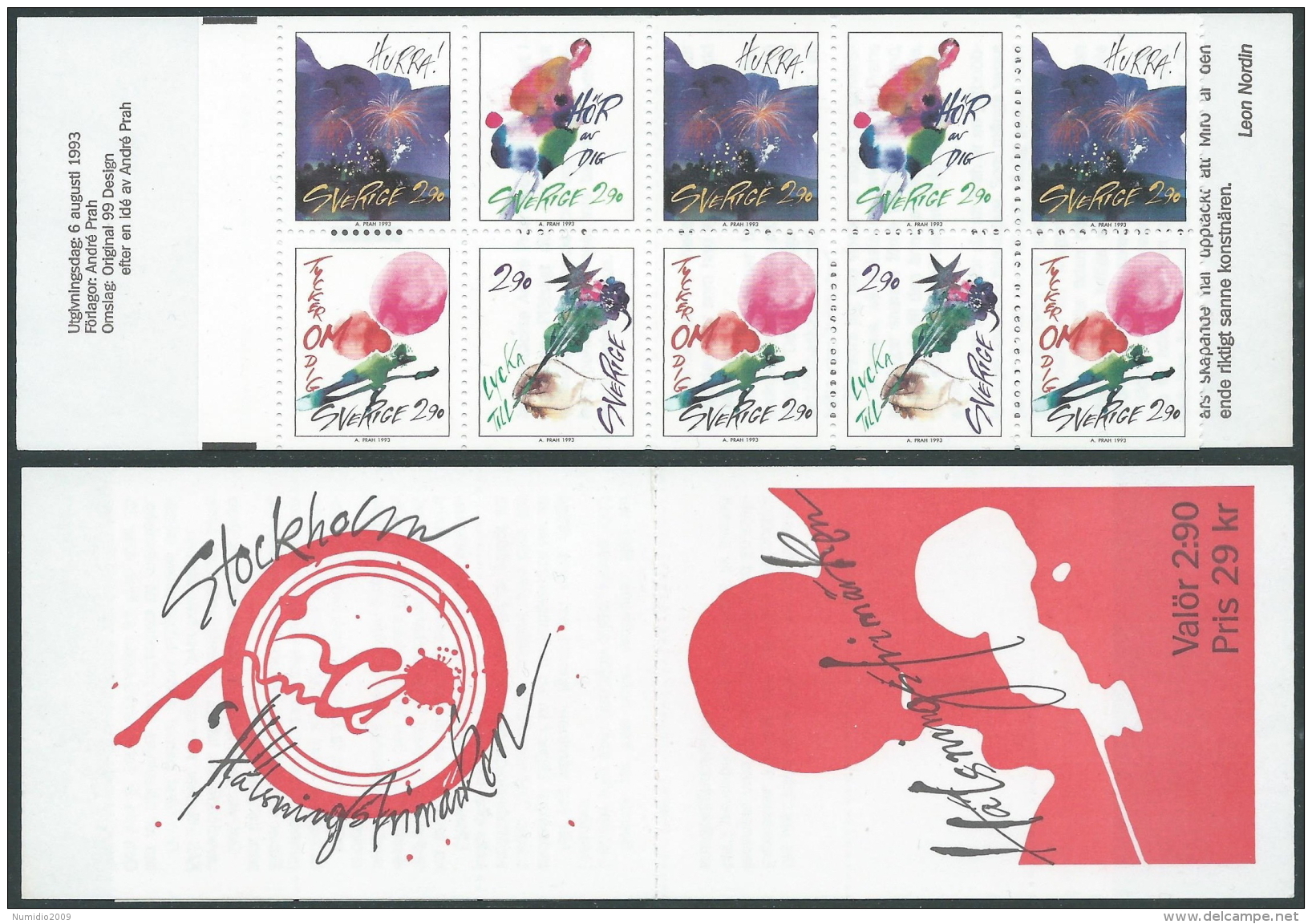 1993 SVEZIA LIBRETTO FRANCOBOLLI AUGURALI MNH ** - A2 - 1981-..