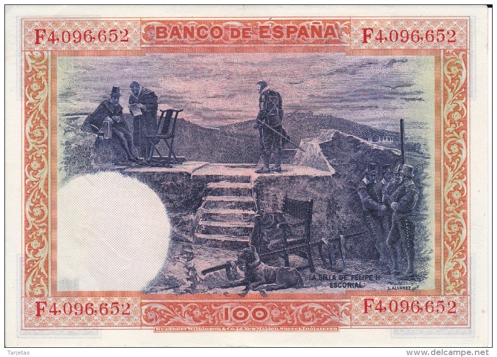 BILLETE DE ESPAÑA DE 100 PTAS DEL AÑO 1925 SERIE F  CALIDAD EBC (XF) - 100 Pesetas