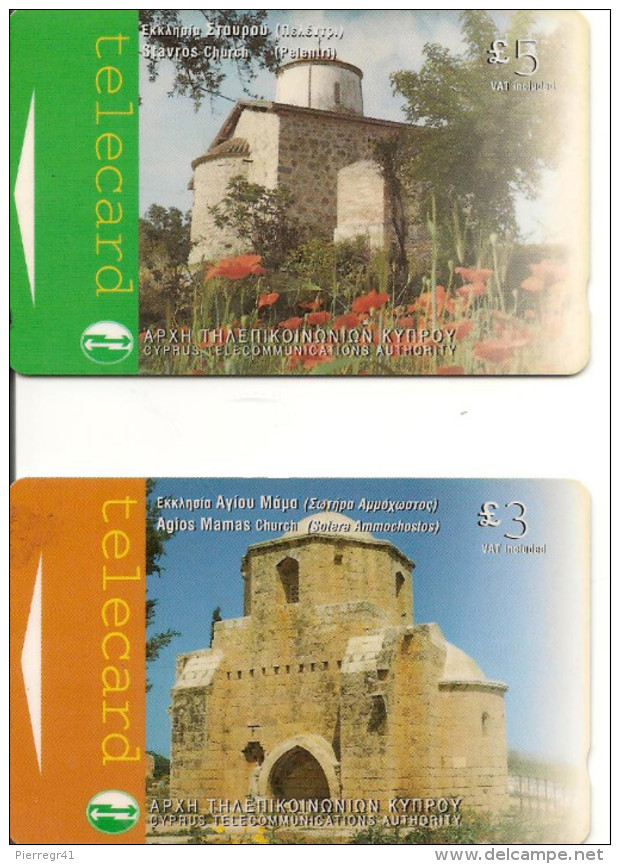 2-CARTES-MAGNETIQUE-CHYPRE-5£-3£-MONASTERES-BE - Chypre