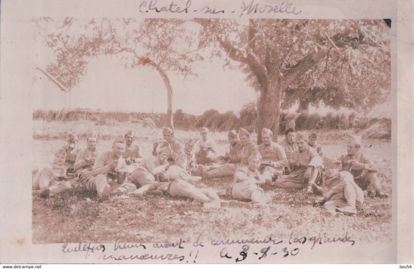 CARTE-PHOTO CHATEL Sur MOSELLE Quelques Heures Avant De Commencer Les Grandes Manoeuvres Le 3 8 1930 - Chatel Sur Moselle