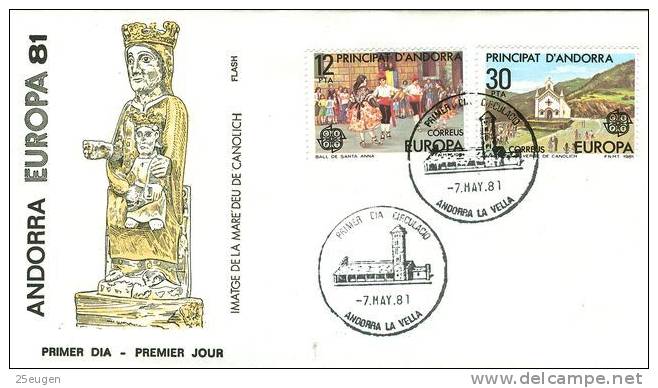 SPANISH ANDORRA 1981 EUROPA CEPT FDC - 1981