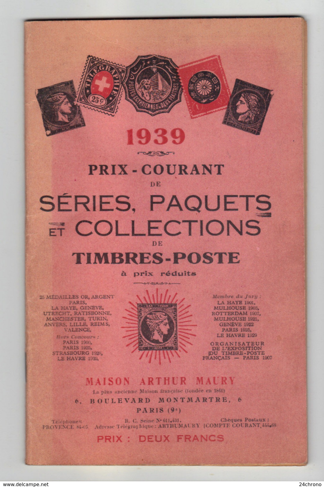 Catalogue De 1939, Prix Courant, Series, Paquets Et Collections De Timbres Poste, Maison Arthur Maury (16-2783) - Frankrijk