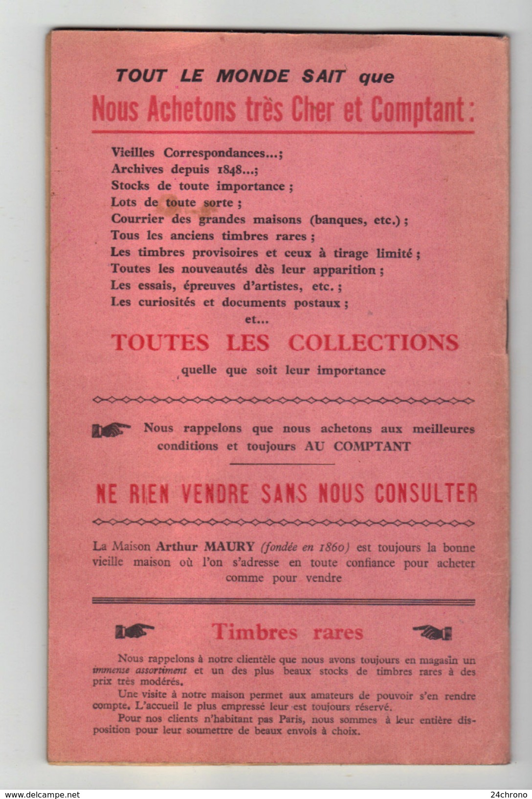 Catalogue De 1939, Prix Courant, Series, Paquets Et Collections De Timbres Poste, Maison Arthur Maury (16-2783) - Frankreich