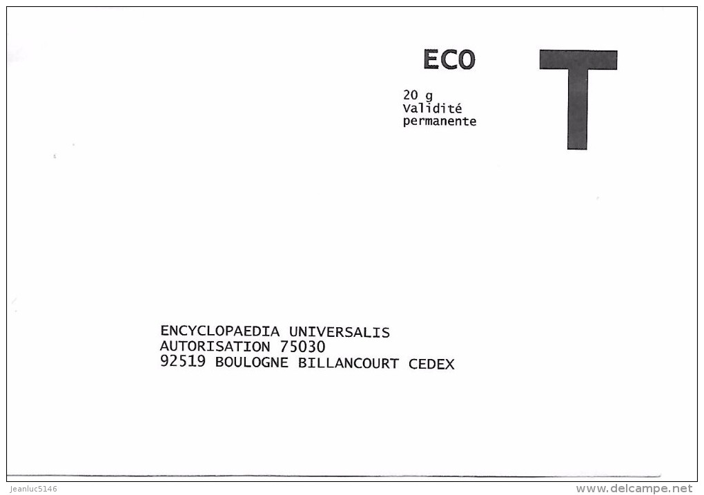 Prêt-à-poster. Enveloppe Réponse T. Eco. Encyclopaedia Universalis. - Buste Risposta T