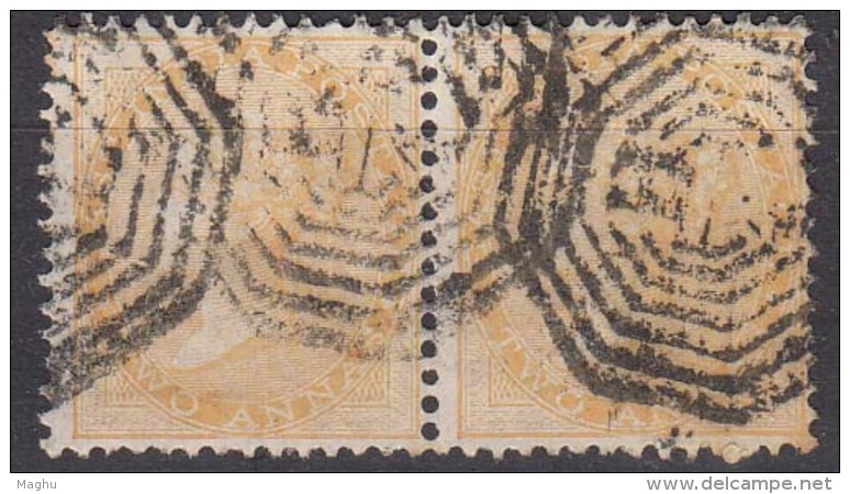 Two Annas Used Pair 2as No Watermark 1856 British India Used Renouf / CooperType 7 - 1854 Britse Indische Compagnie