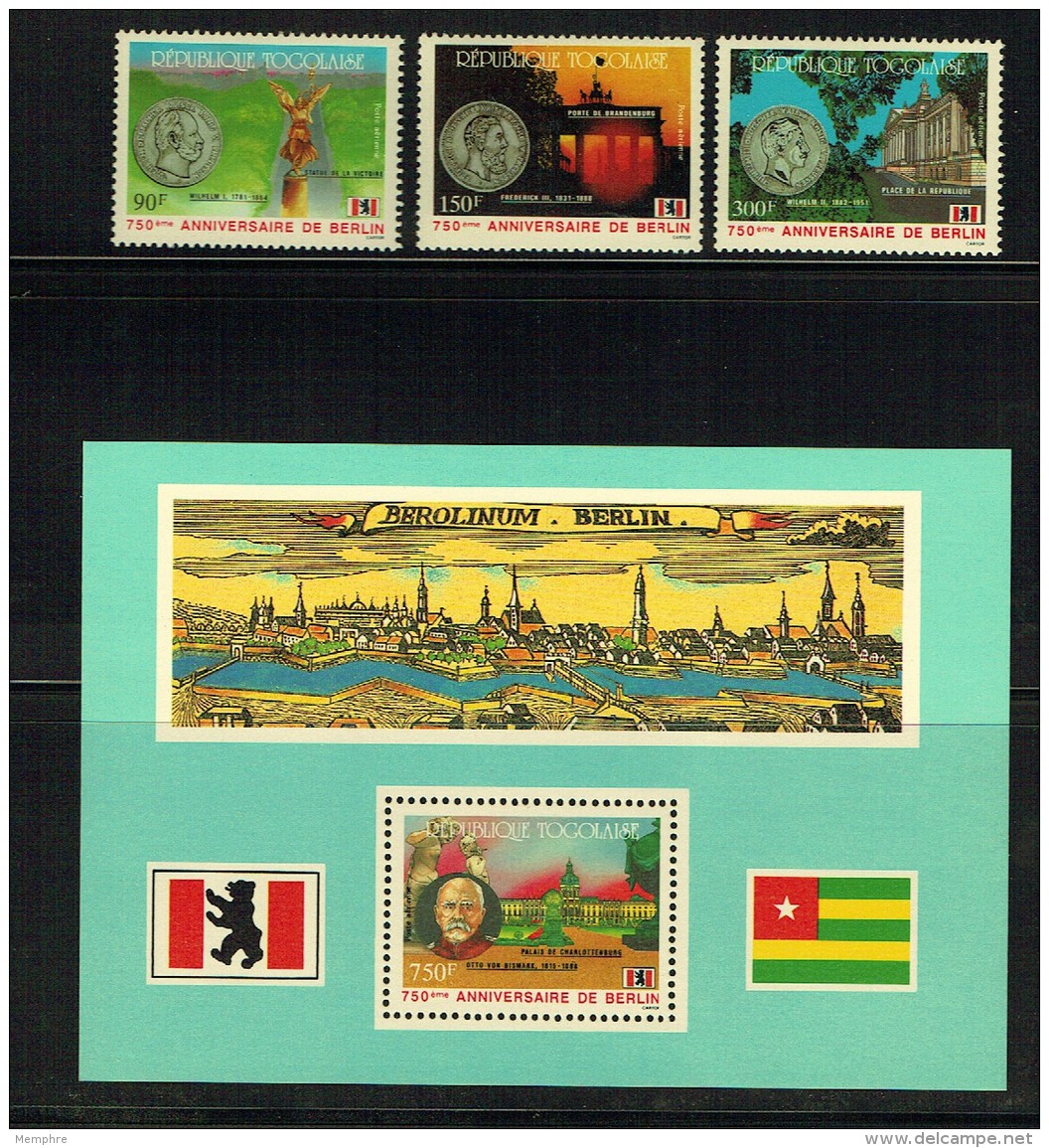 1987  750è Ann Ville De Berlin - Série Compète Et Bloc-feuillet ** - Togo (1960-...)