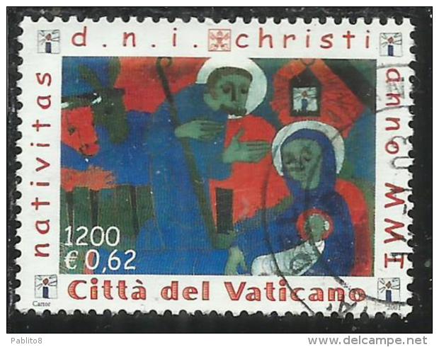 VATICANO VATICAN VATIKAN 2001 NATALE CHRISTMAS NOEL WEIHNACHTEN NAVIDAD NATAL LIRE 1200 USATO USED OBLITERE´ - Usados